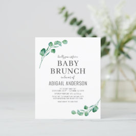 Budget Eucalyptus Baby Brunch Greenery Uitnodiging