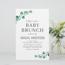 Budget Eucalyptus Baby Brunch Groene Uitnodiging