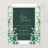 BUDGET Eucalyptus BABY SHOWER GOLD QR CODE INVITE Flyer (Voorkant)