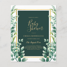 BUDGET Eucalyptus BABY SHOWER GOLD QR CODE INVITE Flyer