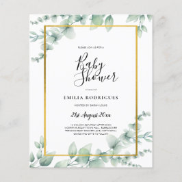 BUDGET Eucalyptus BABY SHOWER GOLD QR CODE INVITE Flyer