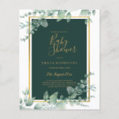 BUDGET Eucalyptus BABY SHOWER GOLD QR CODE INVITE Flyer (Voorkant)