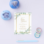 BUDGET Eucalyptus BABY SHOWER GOLD QR CODE INVITE Flyer (Enkel)