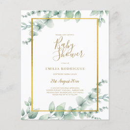 BUDGET Eucalyptus BABY SHOWER GOLD QR CODE INVITE Flyer