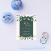 BUDGET Eucalyptus BABY SHOWER GOLD QR CODE INVITE Flyer (Enkel)