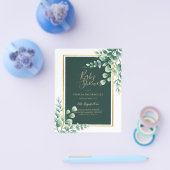 BUDGET Eucalyptus BABY SHOWER GOLD QR CODE INVITE Flyer (Enkel)