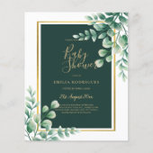 BUDGET Eucalyptus BABY SHOWER GOLD QR CODE INVITE Flyer (Voorkant)