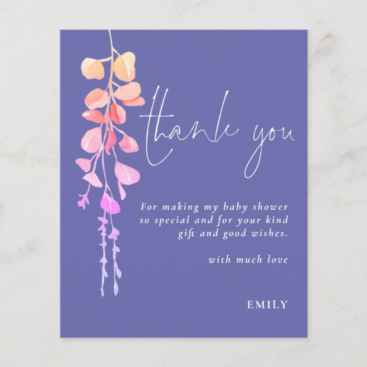 Budget Eucalyptus Baby shower Periwinkle Dank u (Voorkant)