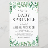 Budget Eucalyptus Baby Sprinkle Shower Uitnodiging (Voorkant)