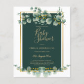 BUDGET Eucalyptus BABYSHOWER GOUD QR CODE UITNODIG Flyer (Voorkant)