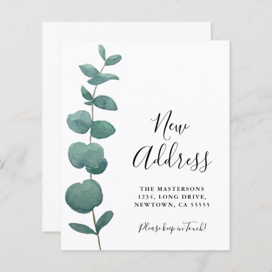 Budget Eucalyptus Bewegende Aankondiging Kaart (Voorkant / Achterkant)