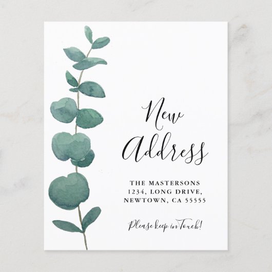 Budget Eucalyptus Bewegende Aankondiging Kaart (Voorkant)