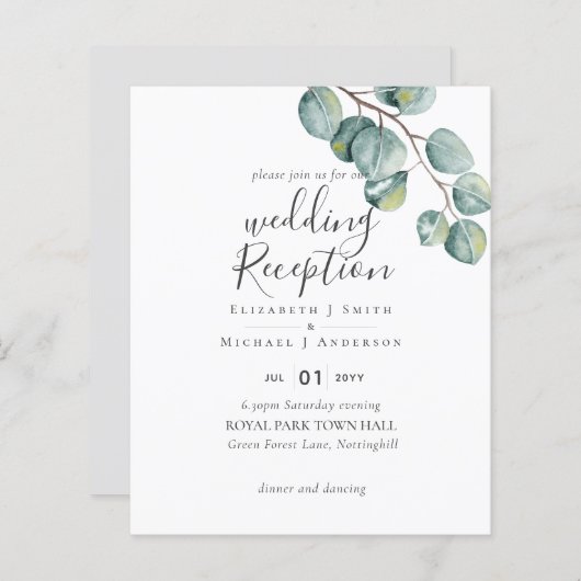 Budget Eucalyptus Bladeren Bruiloft RECEPTIE Avond (Voorkant / Achterkant)