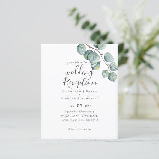 Budget Eucalyptus Bladeren Bruiloft RECEPTIE Avond (Staand voorkant)