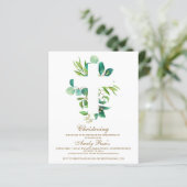 Budget Eucalyptus Bladeren Kruis Doop Uitnodiging (Staand voorkant)
