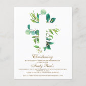 Budget Eucalyptus Bladeren Kruis Doop Uitnodiging (Voorkant)
