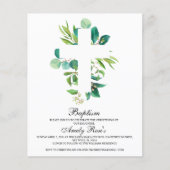 Budget Eucalyptus Bladeren Kruis Doop Uitnodiging (Voorkant)