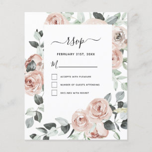 Budget Eucalyptus Bloemige Groene Huwelijks RSVP Flyer
