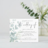 Budget Eucalyptus Blue QR Code Weduwen Uitnodiging (Staand voorkant)