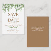 Budget Eucalyptus Botanical Save The Date Notitiekaartje (Voorkant / Achterkant)