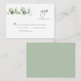 Budget Eucalyptus Botanical Wedding RSVP Card Notitiekaartje