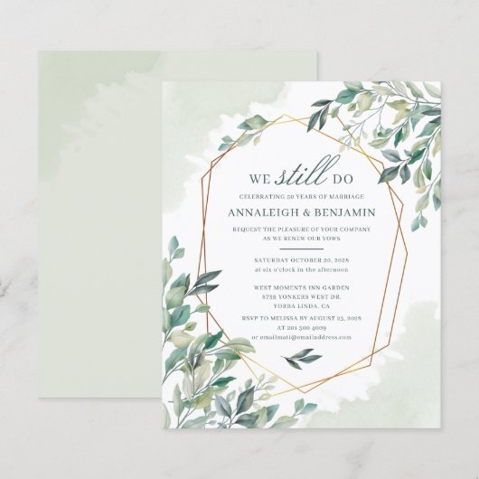 Budget Eucalyptus Botanical Wedding Vow Renewal (Voorkant / Achterkant)