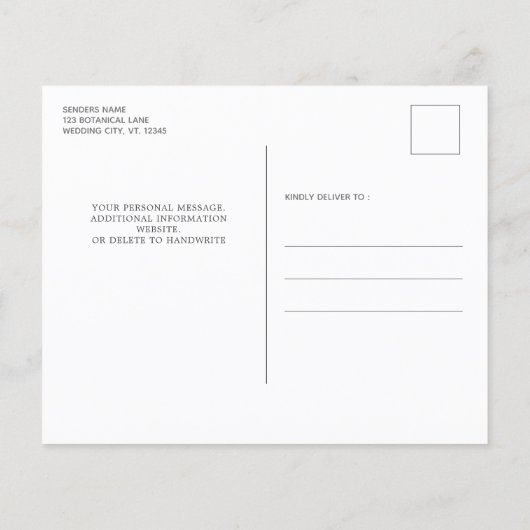 Budget Eucalyptus Botanical Weduwen Uitnodiging (Achterkant)