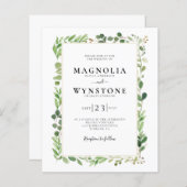 Budget Eucalyptus Botanical Weduwen Uitnodiging (Voorkant / Achterkant)