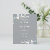 Budget Eucalyptus Botanical Weduwen Uitnodiging (Staand voorkant)