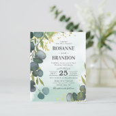 Budget Eucalyptus Botanical Weduwen Uitnodiging (Staand voorkant)