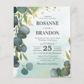 Budget Eucalyptus Botanical Weduwen Uitnodiging (Voorkant)