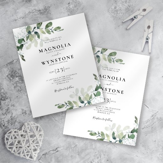 Budget Eucalyptus Botanical Weduwen Uitnodiging