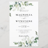 Budget Eucalyptus Botanical Weduwen Uitnodiging (Voorkant)