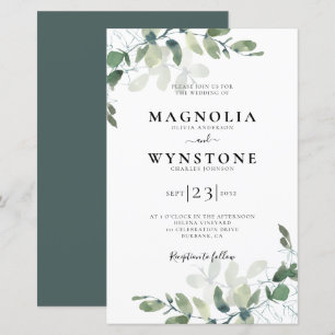 Budget Eucalyptus Botanical Weduwen Uitnodiging