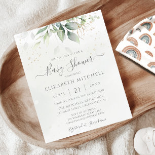 Budget Eucalyptus Botanische Baby Shower Uitnodigi