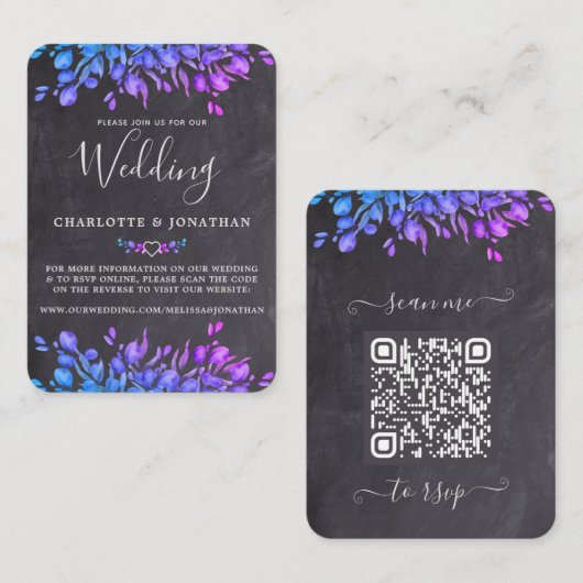 Budget Eucalyptus Botanische Slate QR Code Weddens Notitiekaartje (Voorkant / Achterkant)
