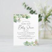 Budget Eucalyptus Boy Baby shower Uitnodiging (Staand voorkant)