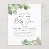 Budget Eucalyptus Boy Baby shower Uitnodiging (Voorkant)