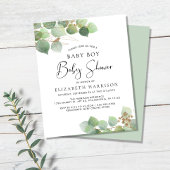 Budget Eucalyptus Boy Baby shower Uitnodiging