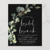 Budget Eucalyptus Bridal Brunch Black Uitnodiging Flyer (Voorkant)
