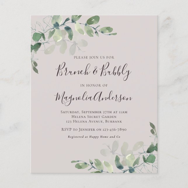 Budget Eucalyptus Bridal Shower Invitation (Voorkant)
