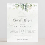 Budget Eucalyptus Bridal Shower Invitation<br><div class="desc">Een prachtige bruiddoucheuitnodiging met waterverf eucalyptus en goudbladeren.</div>
