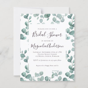 Budget Eucalyptus Bridal Shower Invitation
