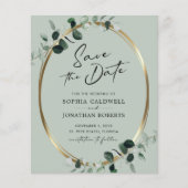 Budget Eucalyptus Calligraphy Sage Save the Date (Voorkant)