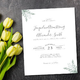 Budget Eucalyptus Calligraphy Weddenschap Flyer