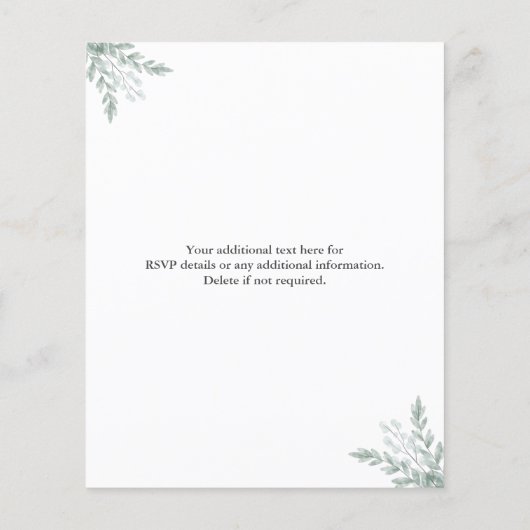 Budget Eucalyptus Calligraphy Wedding Invitation F Flyer (Achterkant)