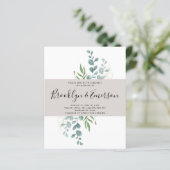 BUDGET Eucalyptus Casual huwelijk uitnodiging (Staand voorkant)