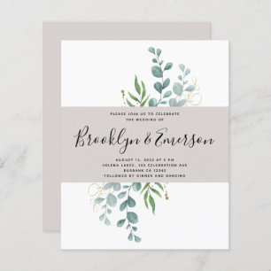 BUDGET Eucalyptus Casual huwelijk uitnodiging
