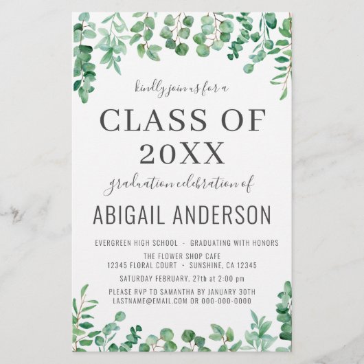 Budget Eucalyptus Class of 2023 Party Invitation (Voorkant)
