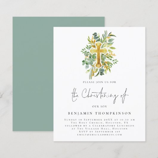 Budget Eucalyptus Cross Christening Blauwgroen Uit (Voorkant / Achterkant)